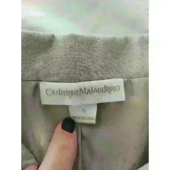 Catherine Malandrino Linen Blend Jacket Size S Khaki Lined - Picture 2 of 8